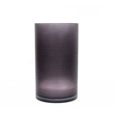 Hand Engraved Cylinder Decorative Glass Vase ,  Cylinder Vase Centerpieces With Pattern