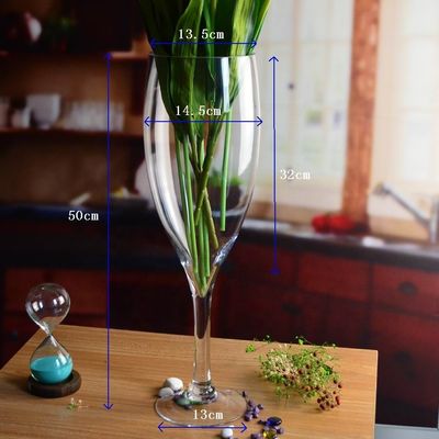 Europe Style Long Stem Glass Vase Centerpiece For Party