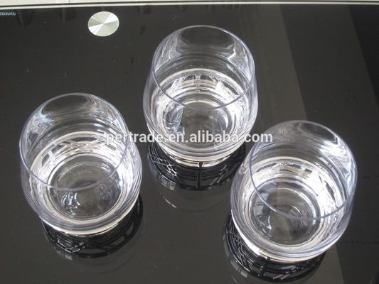 Retro Style Metal Base Rock Glass Handmade Whiskey Glass , Crystal Whisky Glasses