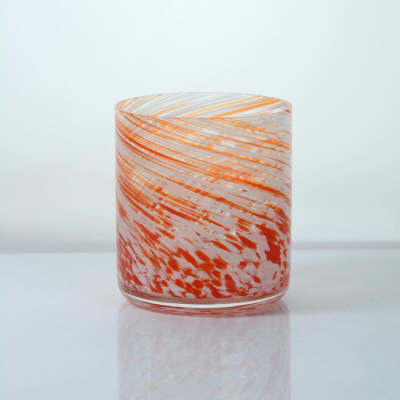 ποιότητας Hand-blown Orange Swirl Confetti Glass Cup - Artisan Crafted Drinking Glass for Whiskey and Cocktails εργοστάσιο