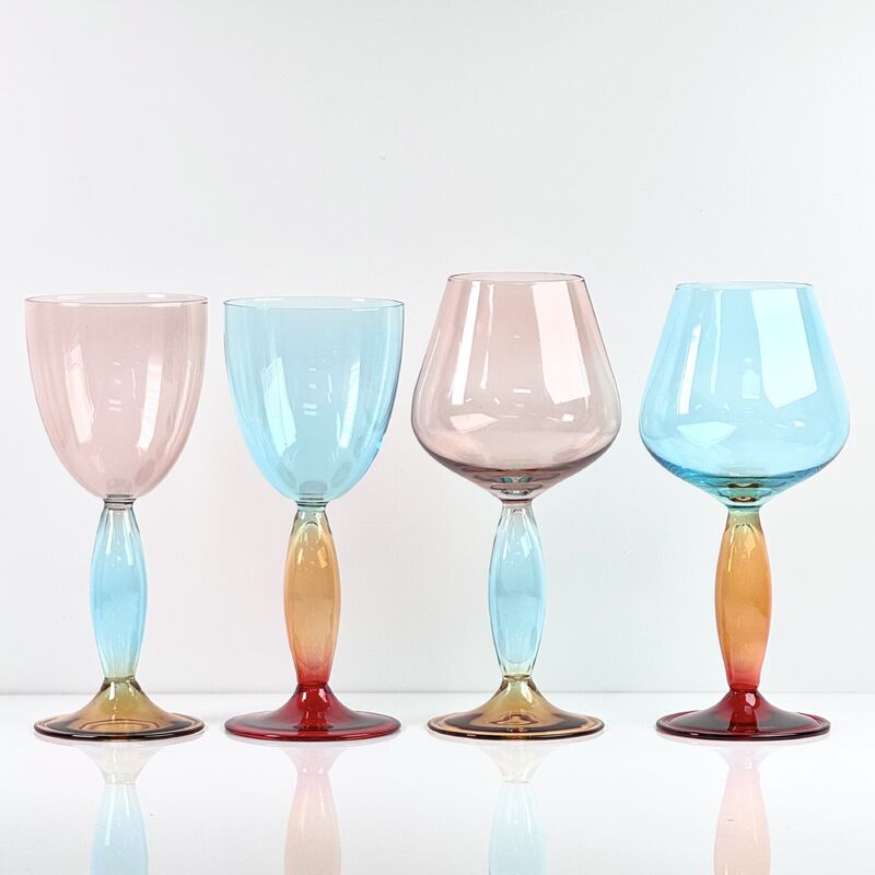 Ποιότητα Hand-Blown Gradient Color Borosilicate Wine Glasses, Multi-Color Artistic Stem Goblets for Wine, Cocktail, Home Bar & Party Decor εργοστάσιο