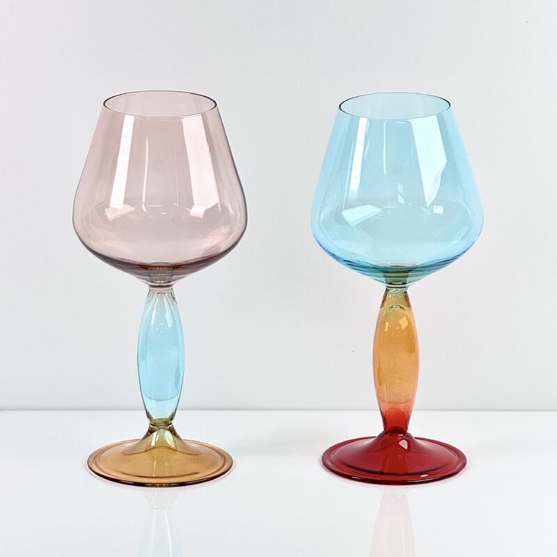 Ποιότητα Hand-Blown Gradient Color Borosilicate Wine Glasses, Multi-Color Artistic Stem Goblets for Wine, Cocktail, Home Bar & Party Decor εργοστάσιο