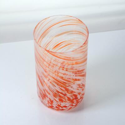 ποιότητας Hand-blown Orange Swirl Confetti Glass Cup - Artisan Crafted Drinking Glass for Whiskey and Cocktails εργοστάσιο