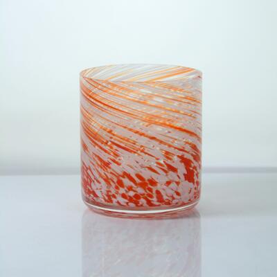 ποιότητας Hand-blown Orange Swirl Confetti Glass Cup - Artisan Crafted Drinking Glass for Whiskey and Cocktails εργοστάσιο