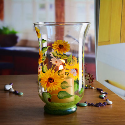 ποιότητας Χειρογραφία ηλιοτρόπιο μοτίβο γυάλινα κερατοφύλακες για το σπίτι εργοστάσιο