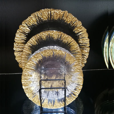 ποιότητας Χρυσό χρώμα επιδόρπιο γυάλινες πλάκες φόρτισης, διακοσμητικές πλάκες φόρτισης για γάμο εργοστάσιο