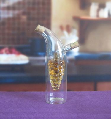 ποιότητας Διπλό στρώμα γυάλινο δοχείο σχήματος σταφυλιού με κάλυμμα για λάδι εργοστάσιο