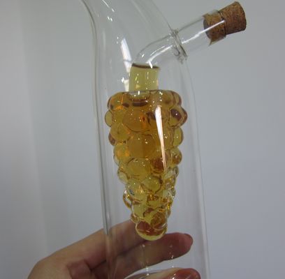 ποιότητας Διπλό στρώμα γυάλινο δοχείο σχήματος σταφυλιού με κάλυμμα για λάδι εργοστάσιο