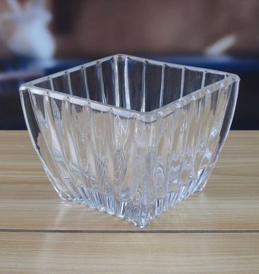 ποιότητας Τετράγωνες οπτικές λωρίδες γυάλινα δοχεία αποθήκευσης για γλυκά εργοστάσιο