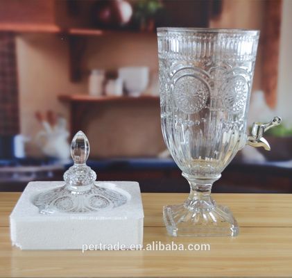 ποιότητας Βαθιά κομμένα χαραγμένα γυάλινα βάζα 5 λίτρων με καπάκι. εργοστάσιο