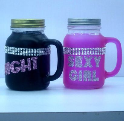 ποιότητας Χρωματιστά διαμάντια γραμματοσειρές Χειρογραφία γυάλινο δοχείο για κουζίνα εργοστάσιο